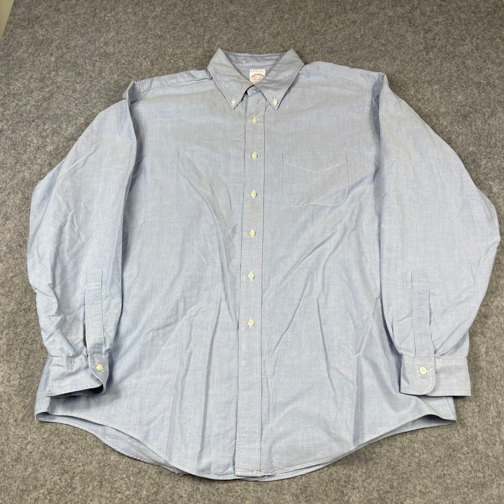 VTG Brooks Brothers Oxford Shirt Mens 17.5-36 Blue Supima Cotton USA